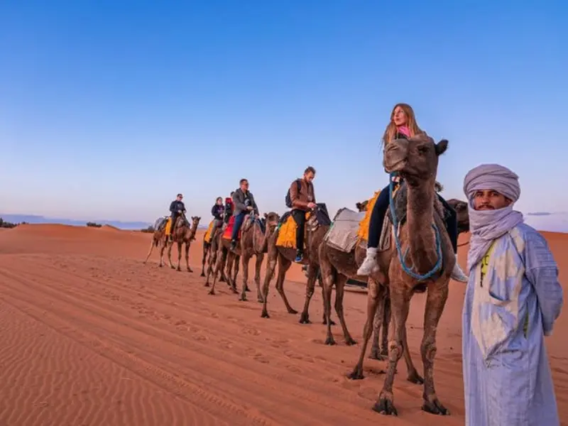 Sunrise over the Erg Chebbi sand dunes in Merzouga