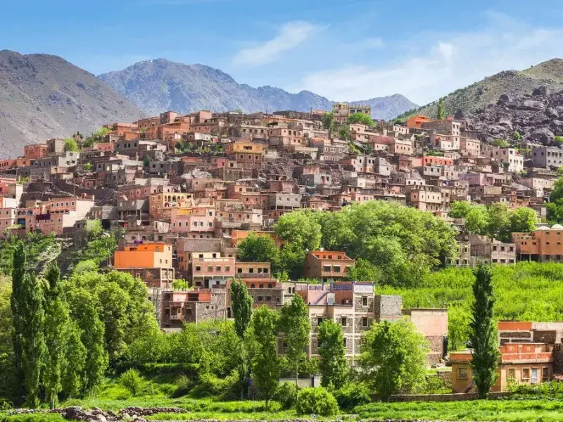 Atlas mountains solo travel guide view of Imlil village